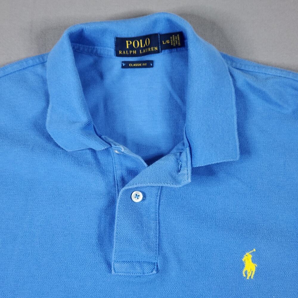 Polo Ralph Lauren Men's Large Polo collar short sleeve blue shirt classic fit